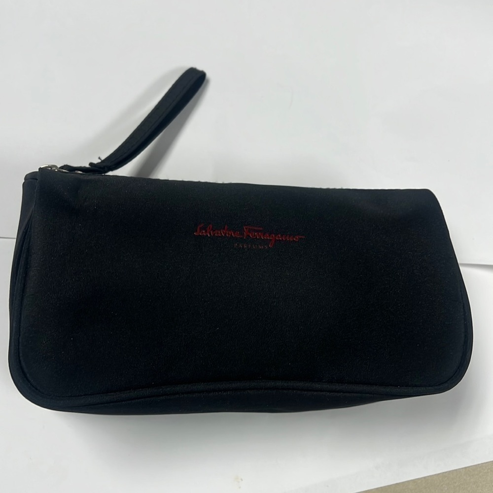 Salvatore Ferragamo Black Cosmetics Clutch Pouch